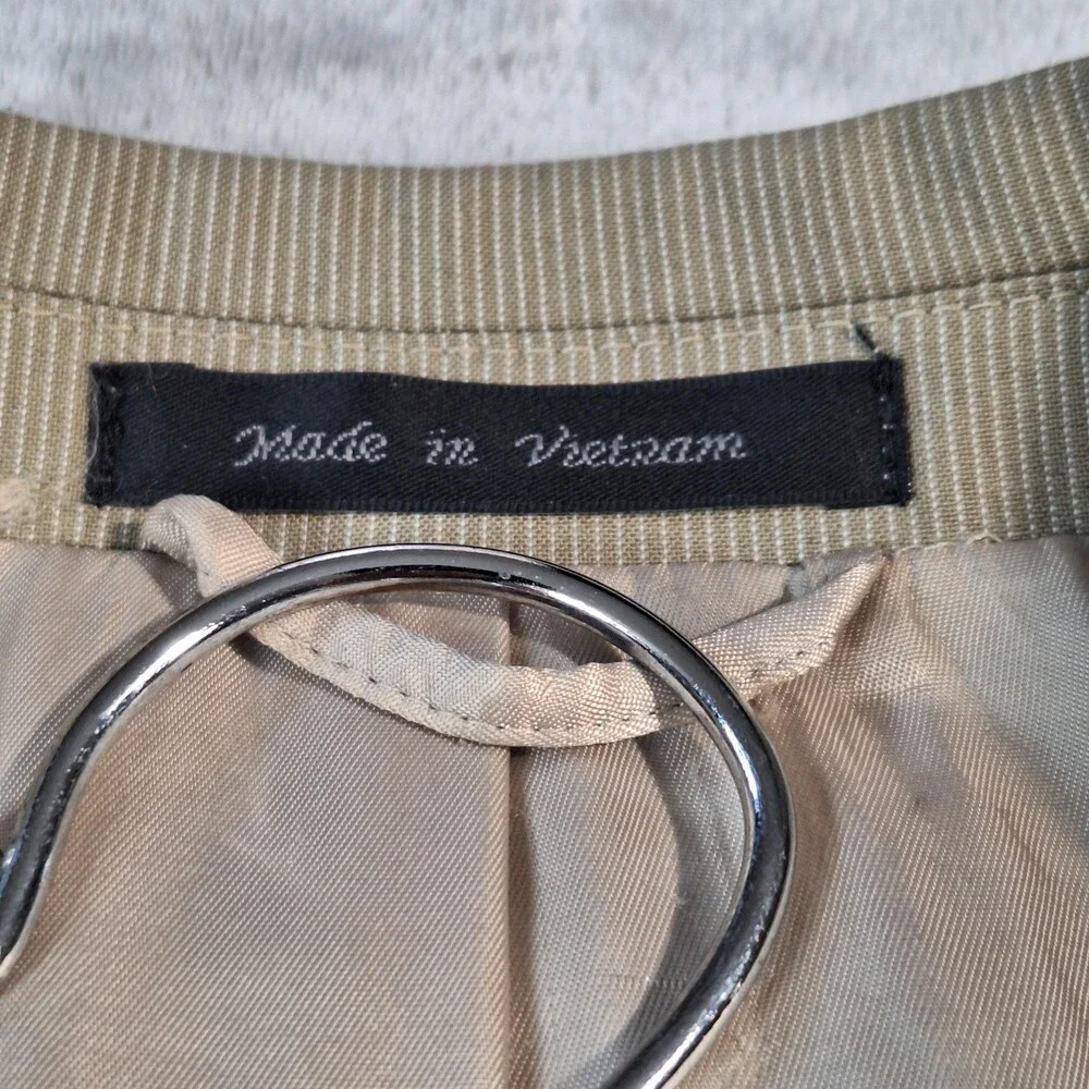 Calvin Klein Suit Mens 40 Long 32x31 Beige Stripe Double Vent 2 Btn Slim Fit